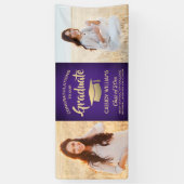 Gefeliciteerd 2 Foto Paars & Gold modern Afstudere Spandoek (Verticaal)