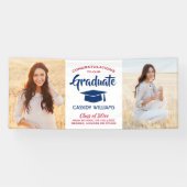 Gefeliciteerd 2 Foto Rood wit en blauw Afstuderen Spandoek (Horizontaal)