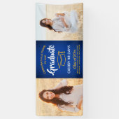 Gefeliciteerd 2 Foto Royal Blue Gold Yellow Afstud Spandoek (Verticaal)