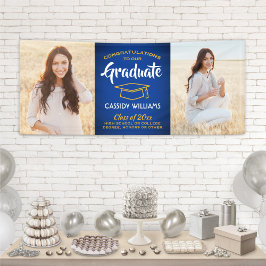 Gefeliciteerd 2 Foto Royal Blue Gold Yellow Afstud Spandoek