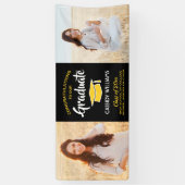 Gefeliciteerd 2 Foto zwart Gold geel Afstuderen Spandoek (Verticaal)