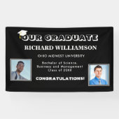 Gefeliciteerd 2 Foto Zwart-wit Moderne Afgestudeer Spandoek (Horizontaal)