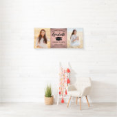 Gefeliciteerd 2 Fotoroze en zwart Trendy Afstudere Spandoek (Insitu)