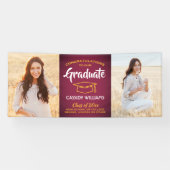Gefeliciteerd 2 Photo Maroon Red Gold Yellow Afstu Spandoek (Horizontaal)