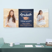 Gefeliciteerd 2 Photo Navy Blue White Copper Afstu Spandoek (Beurs)