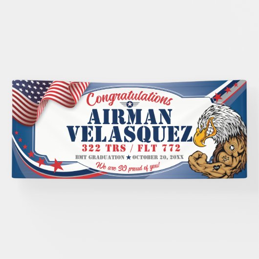 Gefeliciteerd 323 Eagles Air Force Afstuderen Spandoek (Horizontaal)