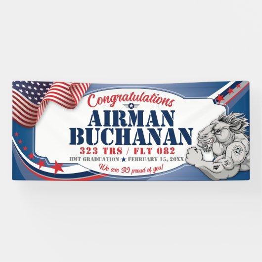 Gefeliciteerd 323 Mustang Air Force Afstuderen Spandoek (Horizontaal)