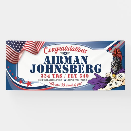 Gefeliciteerd 324 Knights AirForce Afstuderen Spandoek (Horizontaal)
