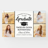 Gefeliciteerd 4 Foto modern zwart-wit Afstuderen Spandoek (Horizontaal)