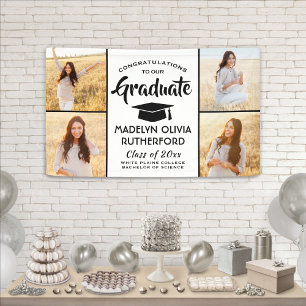 Gefeliciteerd 4 Foto modern zwart-wit Afstuderen Spandoek