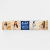 Gefeliciteerd 4 Foto Royal Blue Gold Afstuderen Spandoek (Horizontaal)