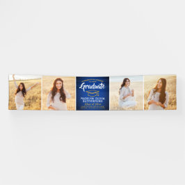 Gefeliciteerd 4 Foto Royal Blue Gold Afstuderen Spandoek