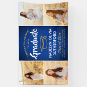 Gefeliciteerd 4 Foto Royal Blue Gold Yellow Afstud Spandoek (Verticaal)