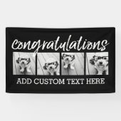 Gefeliciteerd 4 Foto u kunt achtergrond veranderen Spandoek (Horizontaal)