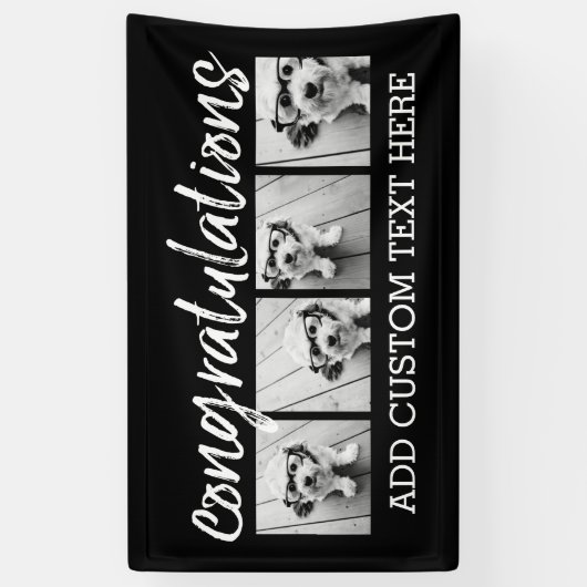 Gefeliciteerd 4 Foto u kunt achtergrond veranderen Spandoek (Verticaal)