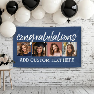 Gefeliciteerd 4 Foto u kunt achtergrond veranderen Spandoek