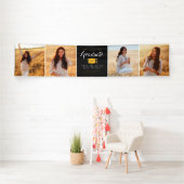Gefeliciteerd 4 Foto zwart & geel Afstuderen Spandoek (Insitu)