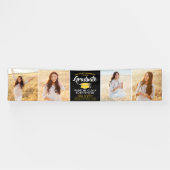 Gefeliciteerd 4 Foto zwart & geel Afstuderen Spandoek (Horizontaal)