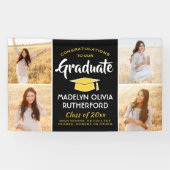 Gefeliciteerd 4 Foto zwart Gold geel Afstuderen Spandoek (Horizontaal)