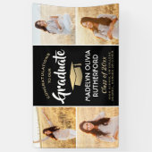 Gefeliciteerd 4 Photo Black Gold en White Afstuder Spandoek (Verticaal)