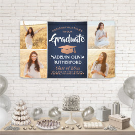 Gefeliciteerd 4 Photo Navy Blue Copper White Afstu Spandoek