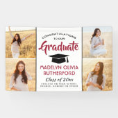 Gefeliciteerd 4 Photo Red Black en White Afstudere Spandoek (Horizontaal)