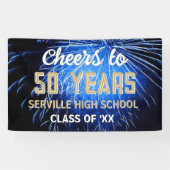GEFELICITEERD, 50 jaar! Blauwe klasse reünie banne Spandoek (Horizontaal)