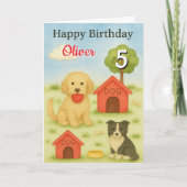 Gefeliciteerd 5 Jarige Jongen / Grappige Honden Gr Kaart (Voorkant)