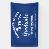 Gefeliciteerd 5e klas afstudeerders blauw spandoek (Verticaal)