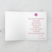 Gefeliciteerd 5e klas afstuderen paarse en gouden  kaart (Binnen)