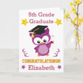 Gefeliciteerd 5e klas afstuderen paarse en gouden  kaart (Gele Bloem)