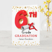 Gefeliciteerd 6e klas Afstuderen ballon Kaart (Gele Bloem)