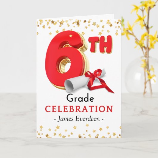 Gefeliciteerd 6e klas Afstuderen Kaart (Gele Bloem)