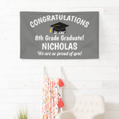 Gefeliciteerd, 8e graad Afstuderen grijs Spandoek (Insitu)