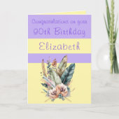 Gefeliciteerd 90e verjaardag bloemengeel paarse kaart (Voorkant)