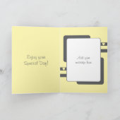 Gefeliciteerd 90e verjaardag bloemengrijs geel kaart (Binnen)