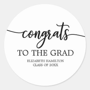 Gefeliciteerd aan de geslaagde Chic Calligraphy Af Ronde Sticker