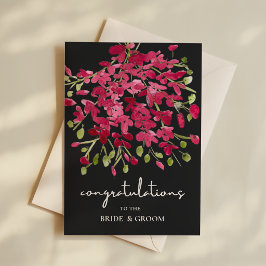 Gefeliciteerd aan de pasgetrouwden Watercolor Bloe Kaart