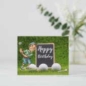 Gefeliciteerd aan golfer met golfbal op green briefkaart (Staand voorkant)
