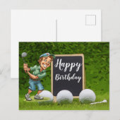 Gefeliciteerd aan golfer met golfbal op green briefkaart (Voorkant / Achterkant)