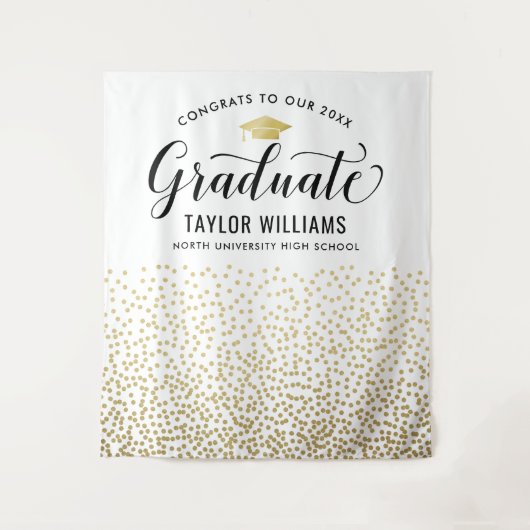 Gefeliciteerd aan onze afgestudeerde Gouden Confet Wandkleed (Voorkant)