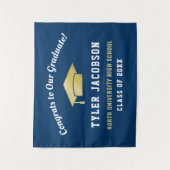 Gefeliciteerd aan onze afgestudeerde Navy en Gold  Wandkleed (Voorkant)