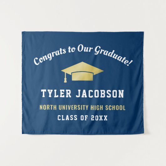 Gefeliciteerd aan onze afgestudeerde Navy en goude Wandkleed (Voorkant (horizontaal))