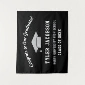 Gefeliciteerd aan onze afgestudeerde zwart en zilv wandkleed (Voorkant)