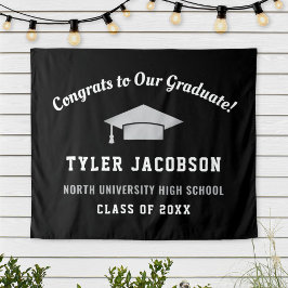 Gefeliciteerd aan onze afgestudeerde zwart en zilv wandkleed