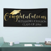 Gefeliciteerd Aangepast Afstuderen Goud Goud Spandoek (Beurs)