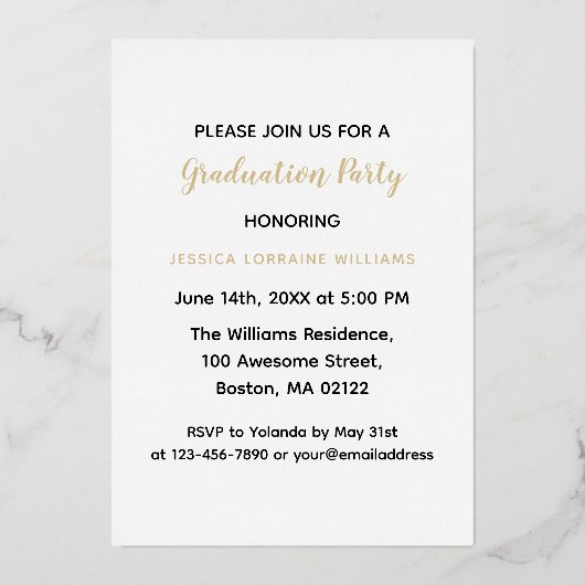 Gefeliciteerd Aangepaste foto Afstuderen Afstudere Folie Uitnodiging (Achterkant)