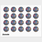 Gefeliciteerd Aangepaste naam Vuurwerk Stadssilhou Ronde Sticker (Vel)