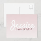 Gefeliciteerd, aanpasbare naam | Rose Ombre Briefkaart (Voorkant / Achterkant)