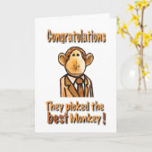 Gefeliciteerd aap Wenskaart Kaart (Gele Bloem)